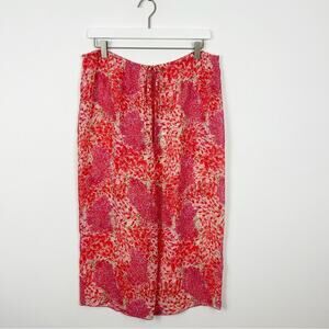 Josie Natori Vintage Pink Floral Cropped Pajama Bottoms Size Medium